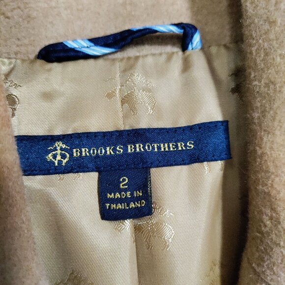 Brooks Brothers Wool Blend Camel Colored Fully Lined Long Overcoat Size 2 - Picture 10 of 15